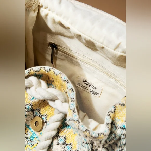 Boho Chic Backpack - Ethnic Inspired Pattern - Hand Beaded Accents - Fine Cotton - Picture 11 of 16